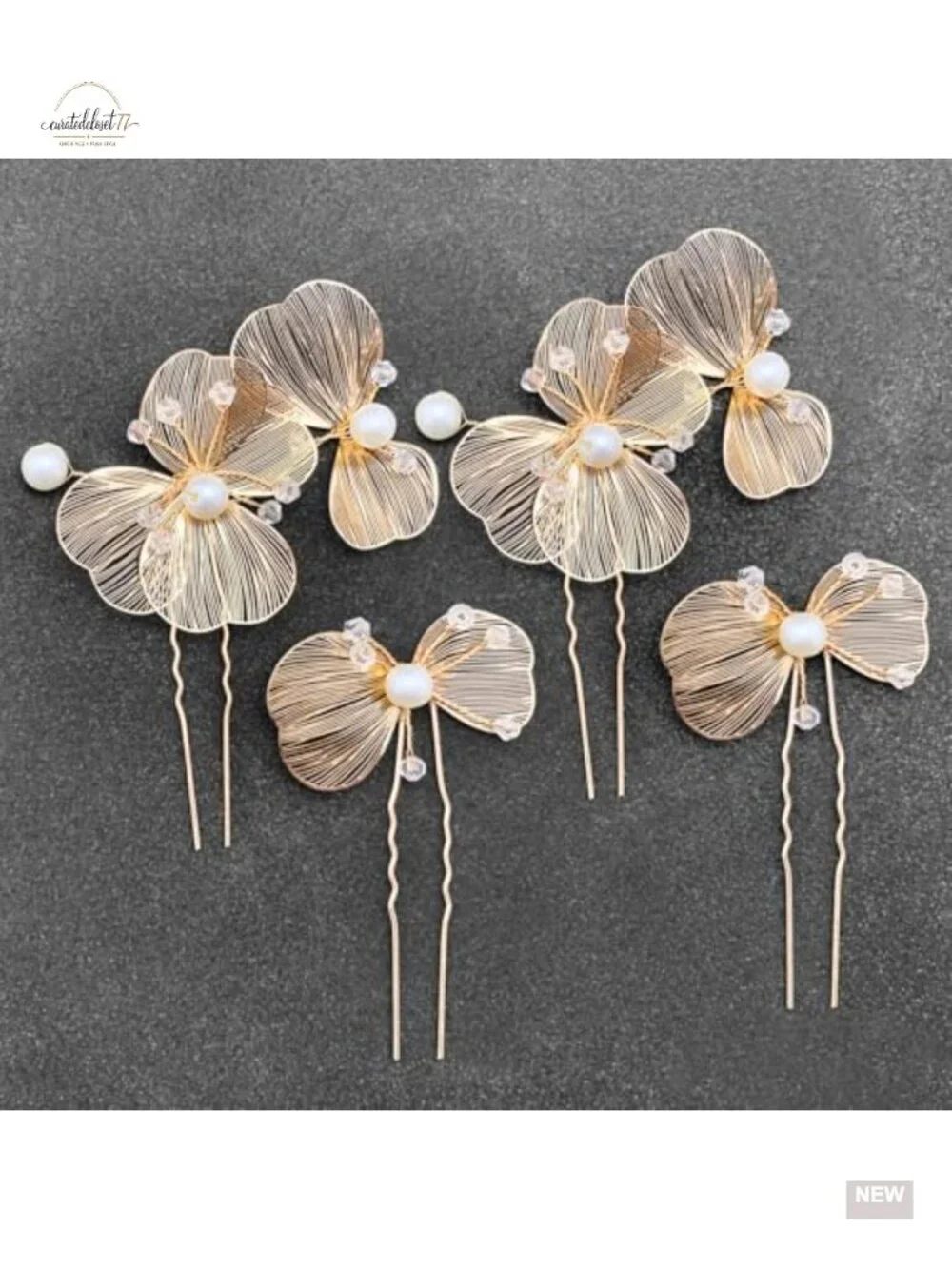 4pcs Bridal Hair Pins Metal Flower Hair Pieces Wedding Hair Accessories